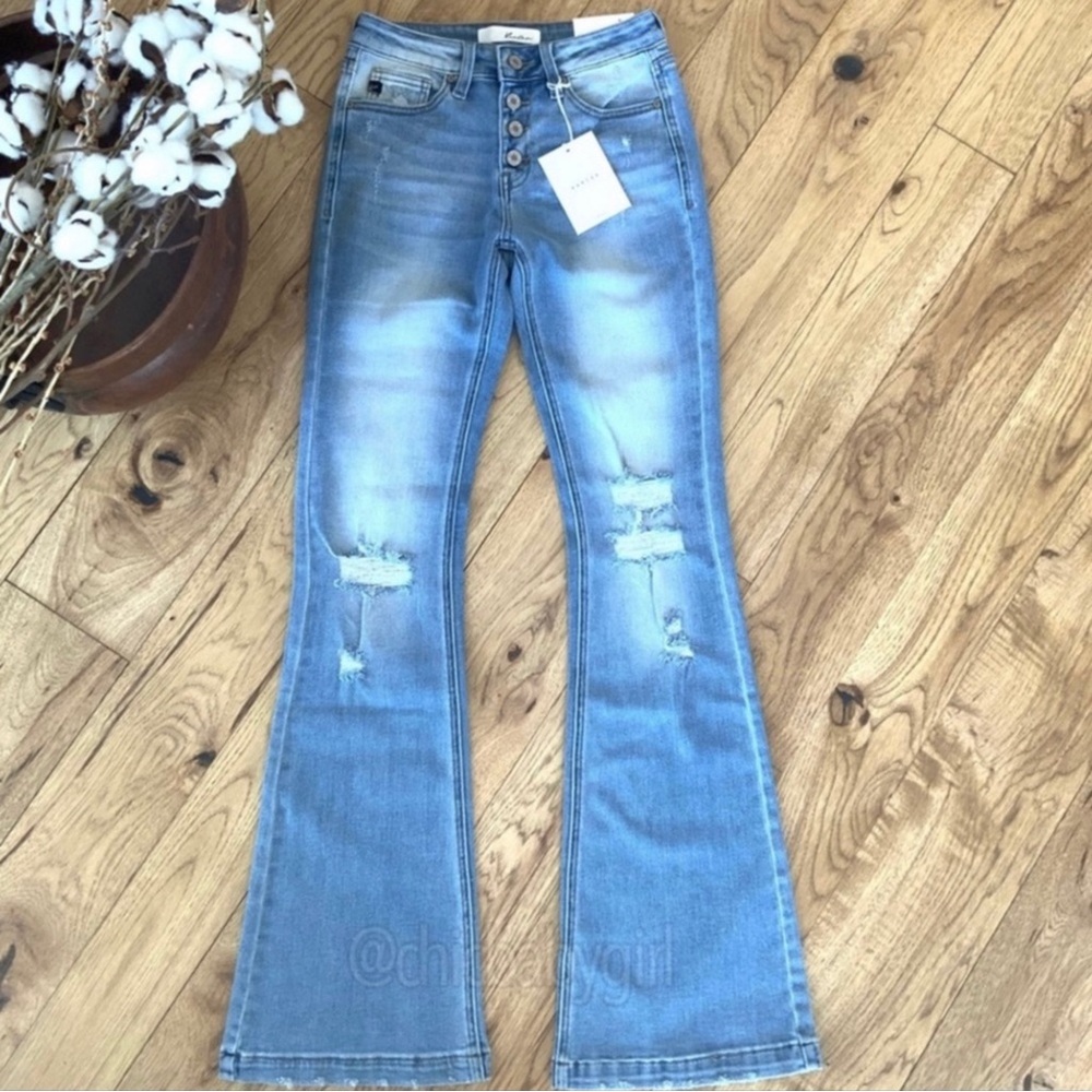KanCan Mid Rise Button Fly Bootcut Flare Light Wash Jeans Women’s Sizes NWT - Picture 8 of 14